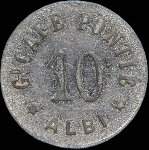 Jeton de ncessit de 10 centimes mis par le Grand Caf Ponti - Albi (81000 - Tarn) - avers
