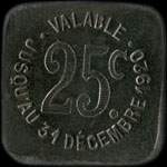 Jeton de ncessit de 20 centimes mis en 1925 par la Ville d'Albi (81000 - Tarn) - revers