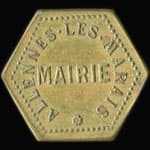 Jeton Bon pour 1 kilog de pain �mis par la Mairie d'Allennes-les-Marais (59251 - Nord) - avers