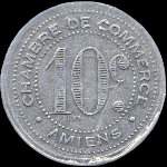 Jeton de nécessité de 10 centimes émis en 1920 par la Chambre de Commerce d'Amiens (80000 - Somme) - revers