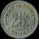 Jeton de nécessité de 25 centimes émis en 1921 par la Chambre de Commerce d'Amiens (80000 - Somme) - revers