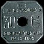 Jeton de nécessité de 30 centimes émis par la Société des Tramways d'Amiens (80000 - Somme) - revers