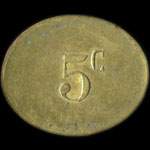 Jeton de nécessité de 5 centimes (type 2 : valeur 5 centimes au revers) émis par L'Union - Société Coopérative à Amiens (80000 - Somme) - revers