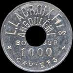 Jeton de ncessit de 1000 cahiers mis par L.Lacroix Fils  Angoulme (16000 - Charente) - avers