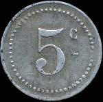 Jeton de ncessit de 5 centimes mis par la S.C.P. (Socit Cooprative de la Poudrerie)  Angoulme (16000 - Charente) - revers