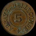 Jeton de nécessité de 5 centimes émis par l'Abbaye de Bellecombe à Araules (43200 - Haute-Loire) - avers
