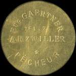 Jeton de 1 franc mis par le Syndicat d'Entrepositaires et Limonadiers - Eug. Gaertner - Tel. 7 - Pcheur  Arzwiller (57405 - Moselle) - avers