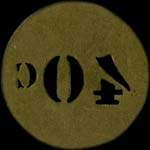 Jeton anonyme de 40 centimes en laiton rond 29 mm avec chiffres percés d'Aulus-les-Bains - revers