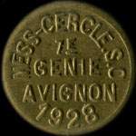 Jeton de nécessité de 2 francs émis en 1928 par le Mess-Cercle des Sous-Officiers du 7e Régiment du Génie à Avignon (84000 - Vaucluse) - avers