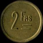 Jeton de nécessité de 2 francs émis en 1928 par le Mess-Cercle des Sous-Officiers du 7e Régiment du Génie à Avignon (84000 - Vaucluse) - revers