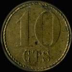 Jeton anonyme de 10 centimes avec l'étoile des brasseurs - revers