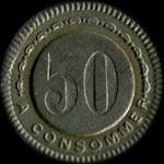 Jeton anonyme de 50 centimes avec une pendule - revers