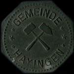Jeton de ncessit de 10 pfennig mis par Gemeinde Hayingen  Hayingen (Hayange) (57700 - Moselle) pendant l'occupation allemande - avers