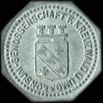 Jeton de ncessit de 10 pfennig (kleingeldersatzmarke) mis par Konsum Genossenschaft F. Kreuzwald U.Umg. pendant l'occupation allemande - avers
