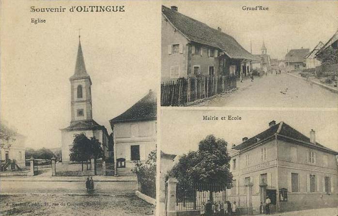 Oltingue - Souvenirs d'Oltingue 3 vues: Eglise, Grand'Rue, Mairie et Ecole