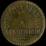 Jeton de nécessité de 1 pfennig type 1 émis par Conservenfabrik Schiltigheim (67300 - Bas-Rhin) - avers