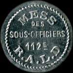 Jeton de ncessit de 5 centimes mis par le Mess des Sous-Officiers du 112e Rgiment d'Artillerie Lourde - avers