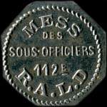 Jeton de ncessit de 50 centimes mis par le Mess des Sous-Officiers du 112e Rgiment d'Artillerie Lourde - avers