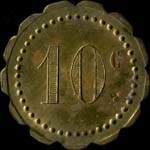 Jeton de ncessit de 10 centimes mis par le Cercle Mess des Sous-Officiers du 372e Rgiment d'Artillerie Lourde sur Voie Ferre - revers