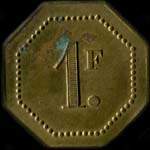 Jeton de ncessit de 1 franc mis par le Cercle Mess des Sous-Officiers du 372e Rgiment d'Artillerie Lourde sur Voie Ferre - revers