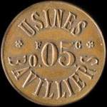 Jeton de 0,05 franc - 5 centimes émis par les Usines de Bavilliers (90800 - Territoire-de-Belfort) - avers
