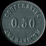 Jeton de nécessité de 50 centimes émis par la Coopérative P. L. M. et ETAT à Bellegarde (01200 - Ain) - revers