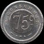 Jeton de nécessité de 75 centimes émis par G. Joly à Besançon (25000 - Doubs) - revers