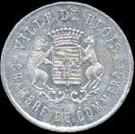 Jeton de nécessité de 5 centimes émis en 1918 par la Chambre de Commerce de Blois (41000 - Loir-et-Cher) - avers