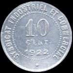 Jeton de nécessité de 10 centimes émis en 1922 par la Chambre de Commerce de Blois (41000 - Loir-et-Cher) - revers