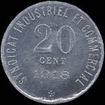 Jeton de nécessité de 20 centimes émis en 1918 par la Chambre de Commerce de Blois (41000 - Loir-et-Cher) - revers