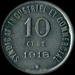 Jeton de nécessité de 10 centimes émis en 1918 par la Chambre de Commerce de Blois (41000 - Loir-et-Cher) - revers