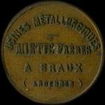 Jeton de nécessité de 10 centimes émis par les Usines Métallurgiques Miette Frères à Braux - Bogny-sur-Meuse (08120 - Ardennes) - avers