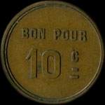 Jeton de nécessité de 10 centimes émis par les Usines Métallurgiques Miette Frères à Braux - Bogny-sur-Meuse (08120 - Ardennes) - revers