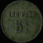 Jeton de nécessité de 5 centimes émis par les Usines Métallurgiques Miette Frères à Braux - Bogny-sur-Meuse (08120 - Ardennes) - revers