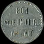 Jeton de ncessit bon pour 1 litre de lait mis par la Cooprative du Personnel des Mines d'Amermont  Bouligny (55240 - Meuse) - revers