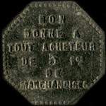 Jeton de nécessité de 5 francs émis par Au Bon Marché à Broons (22250 - Côtes d'Armor) - revers