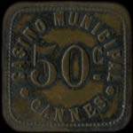 Jeton de 50 centimes mis par le Casino Municipal  Cannes (06150 - Alpes-Maritimes) - avers