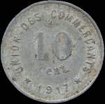 Jeton de 10 centimes 1917 de l'Union des Commerçants de Castelnaudary (11400 - Aude) - revers