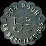 Jeton de n�cessit� de 5 centimes �mis par la Boulangerie Labille � Chalon-sur-Sa�ne (71100 - Sa�ne-et-Loire) - revers