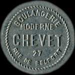 Jeton de n�cessit� de 10 centimes �mis par la Boulangerie Moderne Chevet � Chalon-sur-Sa�ne (71100 - Sa�ne-et-Loire) - avers