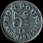 Jeton de n�cessit� de 5 centimes �mis par la Chambre Syndicale Boulangerie � Chalon-sur-Sa�ne (71100 - Sa�ne-et-Loire) - revers