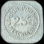Jeton de n�cessit� de 25 centimes �mis par la Boulangerie de l'Ob�lisque - Lambert � Chalon-sur-Sa�ne (71100 - Sa�ne-et-Loire) - revers