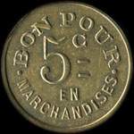 Jeton de n�cessit� de 5 centimes �mis par la Boulangerie - Rue du Ch�telet N�&nbsp;1 � Chalon-sur-Sa�ne (71100 - Sa�ne-et-Loire) - revers