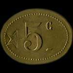 Jeton de 5 centimes du Casino Charbonnires  Charbonnires-les-Bains (69260 - Rhne) - revers
