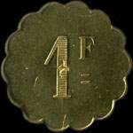 Jeton de 1 franc de la Maison du Peuple - La Prolétarienne à Charleville-Mézières (08000 - Ardennes) avec surfrappe au revers - revers
