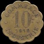 Jeton de 10 centimes 1918 de la Ville de Chatou (78400 - Yvelines) - revers