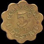 Jeton de 5 centimes 1918 de la Ville de Chatou (78400 - Yvelines) - revers