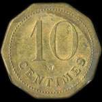 Jeton de 10 centimes de la Société Coopérative des Employés des Chemins de Fer de l'Est à Chaumont (52000 - Haute-Marne) - revers