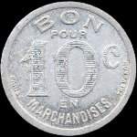 Jeton de 10 centimes 1922 de l'Epicerie J. Dalidet à Cognac (16100 - Charente) - revers
