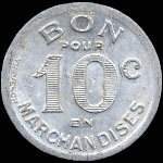 Jeton de 10 centimes 1922 de l'Epicerie J. Dalidet  Cognac (16100 - Charente) - revers